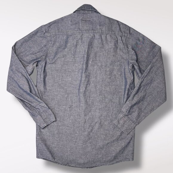 Wrangler Chambray Button Up Shirt Blue Western Style Long Sleeve Small - Picture 6 of 7